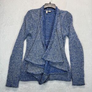 Moth‎ Anthropologie Ruffle Cardigan Open Front Knit Sweater Blue Gray M